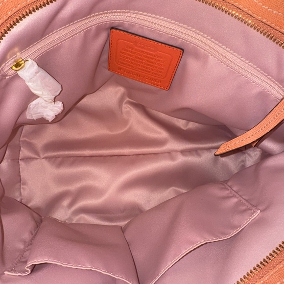 Coach Tan and Pink Woven Tote Bag - Picture 6 of 8